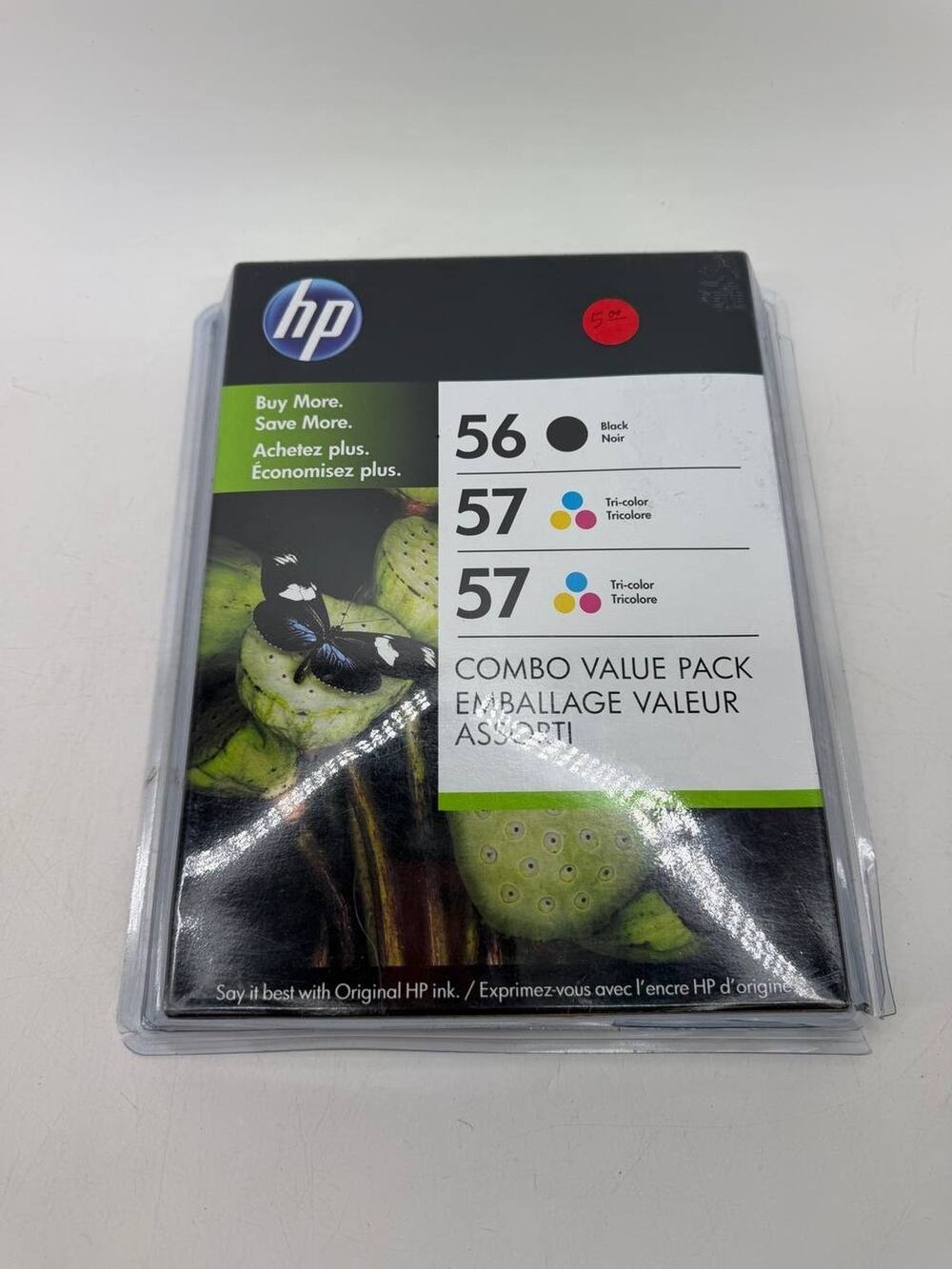 Genuine HP 56 Black & 57 Tri-Color Ink 3-Pack C8800BN New Damaged Package